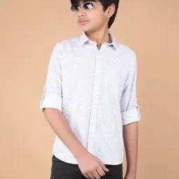 Crimsoune Club Boys Purple Cotton Blend Floral Shirt-picture-43