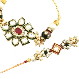 Aapno Rajasthan Traditional Kundan Bhaiya Bhabhi Rakhi Set image 4