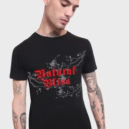 Bewakoof Black Regular Fit Graphic T-Shirt-image-21