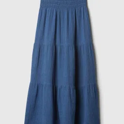 GAP Medium Blue Flared Fit Solid Skirt image 4