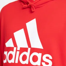 adidas Red Regular Fit Logo Print Hooded Sweatshirt image 4