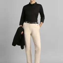 Van Heusen Beige Regular Fit Trousers image 4