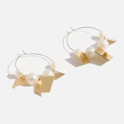 Sohi Gold Plated Pearl Drop Earrings-picture-18