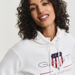 GANT White Relaxed Fit Embroidery Sweatshirt image 4