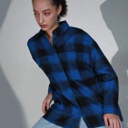 Hubberholme Blue & Black Cotton Checks Shirt-picture-3