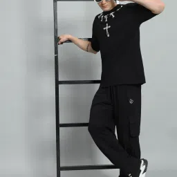 Griffel Black Cotton Loose Fit Printed Co-Ord Set image 4