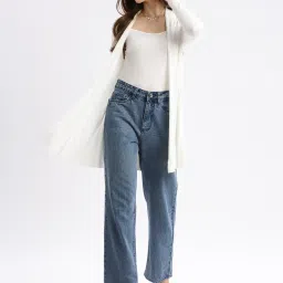 showoffff SHOWOFF White Self Design Long Shrug image 4