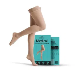 Healthshine Medical Compression Stockings Class II Thigh Length for Men and Women, Large (Beige)-picture-17