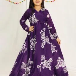 Fashion Dream Kids Purple Floral Fit & Flare Dress-image-3