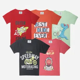 Vimal Jonney Girls Multicolor Printed T-Shirt (Pack Of 5)-image-5