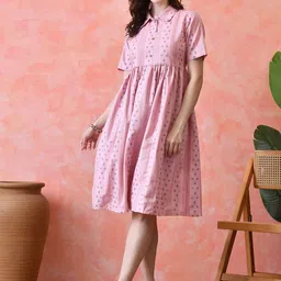 VCJ Pure Cotton Abstract Printed Fit & Flare Dress-picture-19