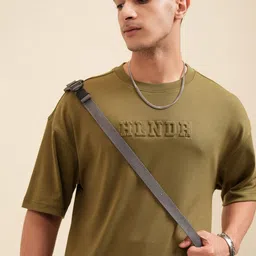 HIGHLANDER Men Solid Round Neck Cotton Oversized T-Shirt-picture-22