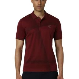 Van Heusen Maroon Regular Fit Printed Polo T-Shirt-picture-32