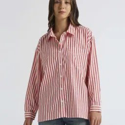 Pepe Jeans Red Cotton Striped Shirt-image-9