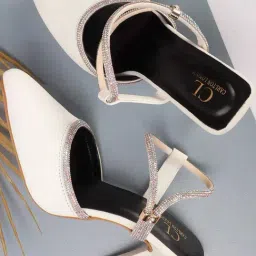 Carlton London Women's White Ankle Strap Stilettos-picture-38