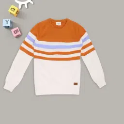 Pantaloons Junior Boys Tangerine Striped Sweater-picture-25