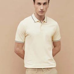 Code By Lifestyle Beige Cotton Regular Fit Polo T-Shirt-picture-27