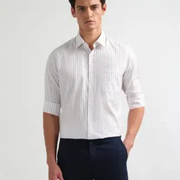 Arrow Light Pink Cotton Regular Fit Striped Shirt-image-78