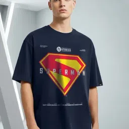 Bewakoof Navy Blazer Official DC Merchandise Superman New Gen Graphic Printed Relaxed Fit T-Shirt-picture-35