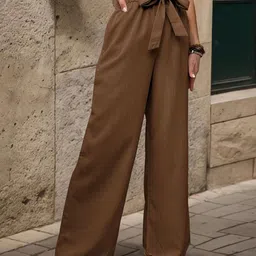 DressBerry Women Textured Straight Fit Trousers-image-14