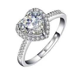 Designs & You Silver-Plated American Diamond Studded Heart Shaped Finger Ring image 5