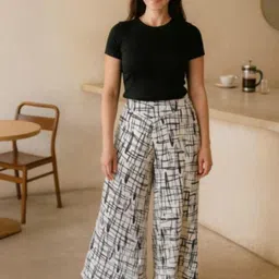 DressBerry Women White Polyester Printed Wide Leg Anti Fit Trousers-picture-31