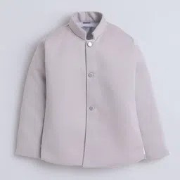 BAESD Boys Embroidered Mandarin Collar Sequins Sherwani & Trouser Set With Shrug image 2