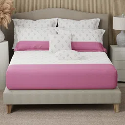 Boutique Living India Pink & White Printed 400TC Cotton King Bedsheet Set 2.74 m x 2.74 m-image-68