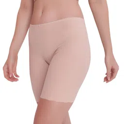 plumbury Women's Seamless Ice Silk Slip Shorts/Cycling Shorts/Under Skirt Shorts (Pack of 3) Black/White/Beige image 5
