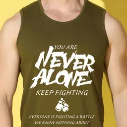 WOOSTRO Pack Of 2 Printed Super Combed Cotton Gym Vests VWS26(HARD WHITE)(ALONE OLIVE) image 3