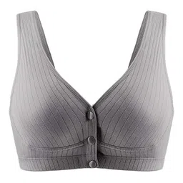 MOMISY Wirefree Cotton Front Button Closure Maternity Nursing Bra - Grey-picture-21