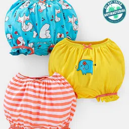 Babyoye Eco Conscious Anti Bacterial Cotton Printed Bloomers Pack of 3 - Blue Orange & Yellow-picture-18