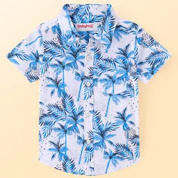 Babyhug Cotton Woven Half Sleeves Coconut Tree Printed Shirt - White-picture-22