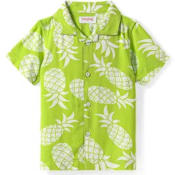 Babyhug Cotton Woven Half Sleeves Resort Collar Shirt with Pineapple Print - Green-picture-36