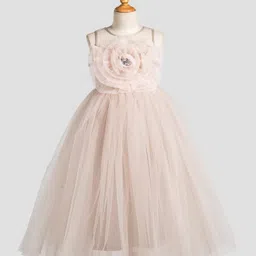 Toy Balloon Kids Net Woven Sleeveless Floral Applique Detailed Beads Embellished Gown - Mauve-picture-38