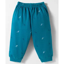 Tango Fleece Knit Full Length Fleece Pant With Aeroplane Print - Teal Blue-picture-25
