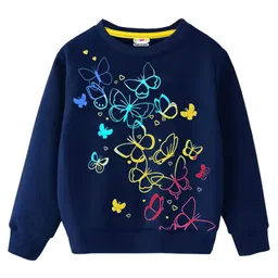 KUCHIPOO Fleece Knit Full Sleeves Butterflies Printed Winter Sweatshirt - Multi Colour-picture-14