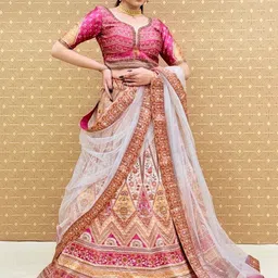 KUNDAN FAB Embroidered Semi-Stitched Lehenga With Unstitched Blouse & Dupatta-picture-54