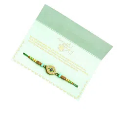 ADIVA Set Of 2 CZ & Beads Evil Eye Thread Rakhis With Roli Chawal & Greeting Card image 2