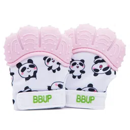 DOMENICO Silicone Teether Mitten Glove Polka Dot Print - Pink pack of 2 image 2