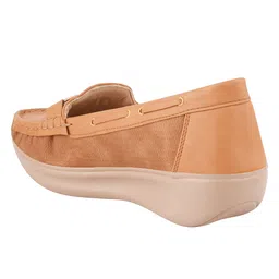 Shoetopia Metal Applique Detailed Slip On Loafers - Tan image 3