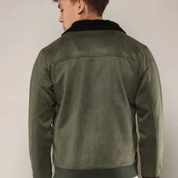 Campus Sutra Men Suede Lightweight Bomber Jacket image 3