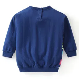 Babyhug 100% Cotton Knit Full Sleeves Oversized Sweat Shirt & legging With Text & Heart Print - Navy Blue image 3
