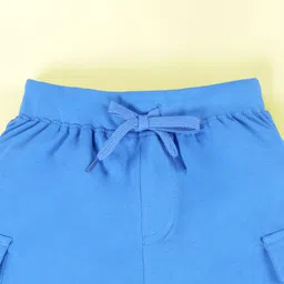 Kiddopanti Cotton Knit Solid Shorts - Blue image 4