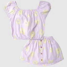 GAP Girls Lavender Floral Printed Mid-Rise Skirt-image-34