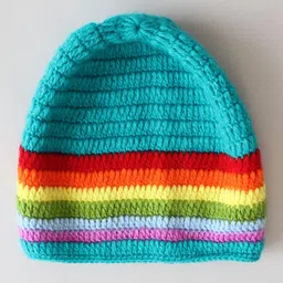 Woonie Full Sleeves Rainbow Theme Designed Sweater and Pant Set With Cap - Green image 5