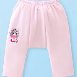 Babyhug Cotton Knit Anti-Microbial Ankle Length Diaper Pants with Unicorn Print Pack of 3 - Red & Pink image 4