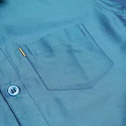 THANGAMAGAN Viscose Half Sleeves Soild Lining Shirt -Dark Blue image 5