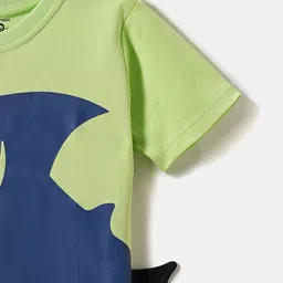 Desi Soota Cotton Half Sleeves Shark Printed & Applique Detailed Tee - Green image 5