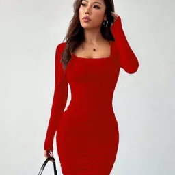 KATECLO Women Square Neck Bodycon Dress-picture-22